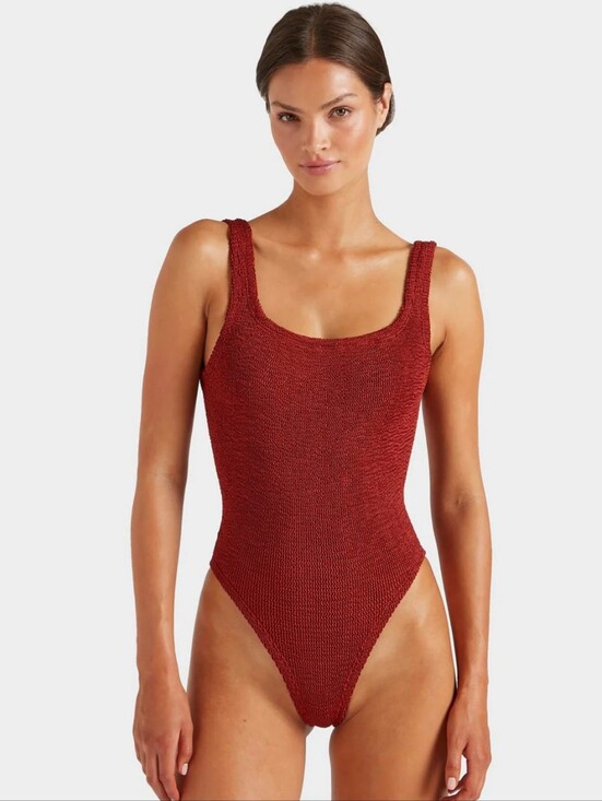 Hunza G Other - Hunza G Square Neck Swim Suit In Metallic Chesnut